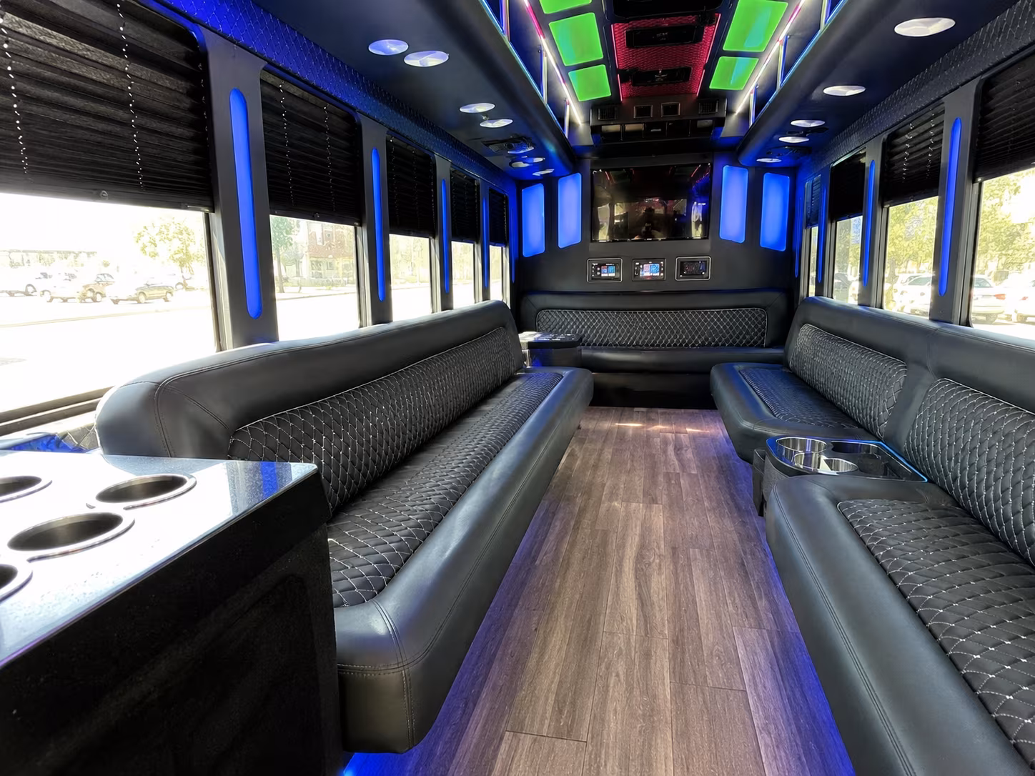 montgomery 15 passenger party bus inside