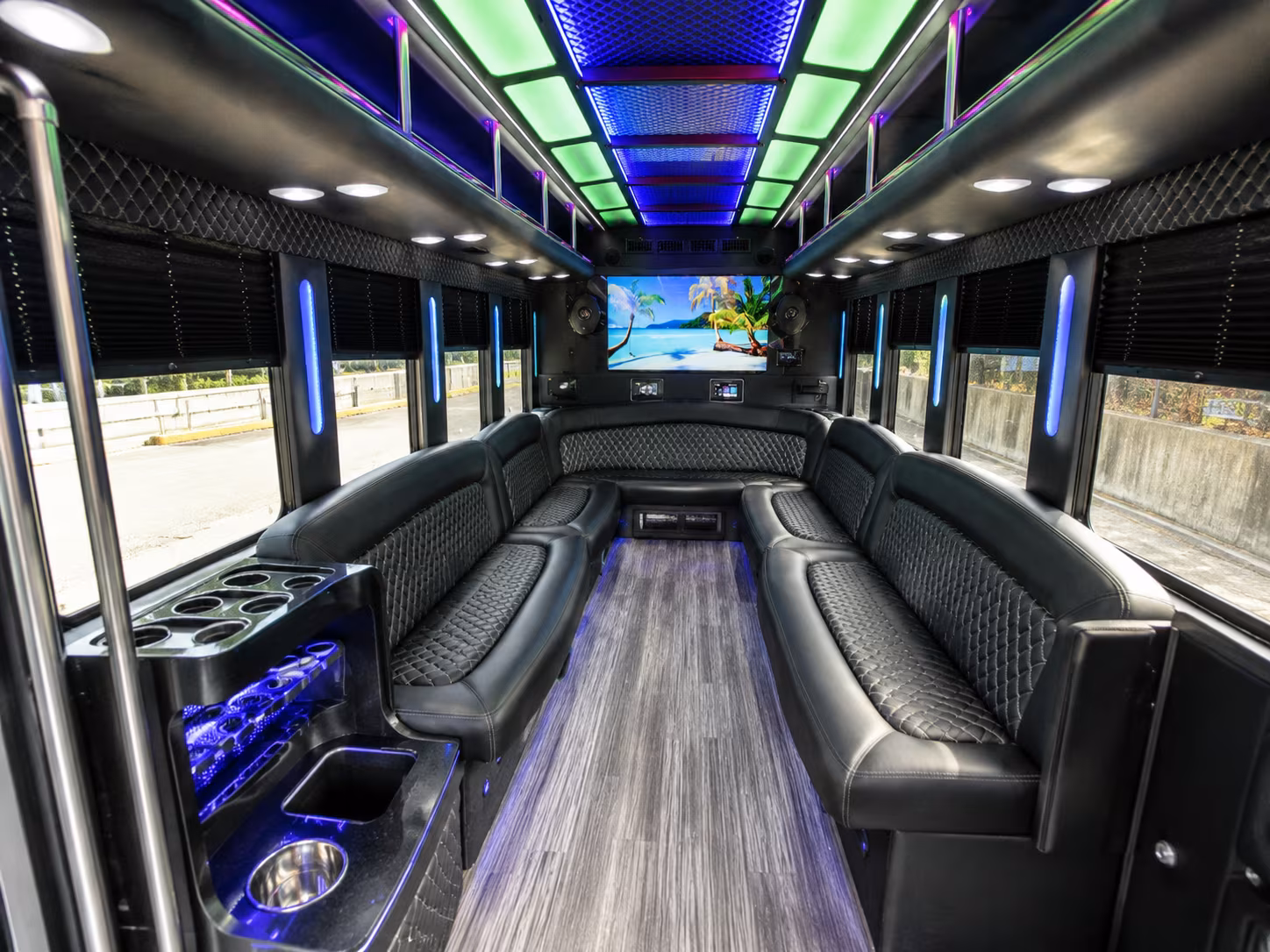 montgomery 18 passenger party bus inside