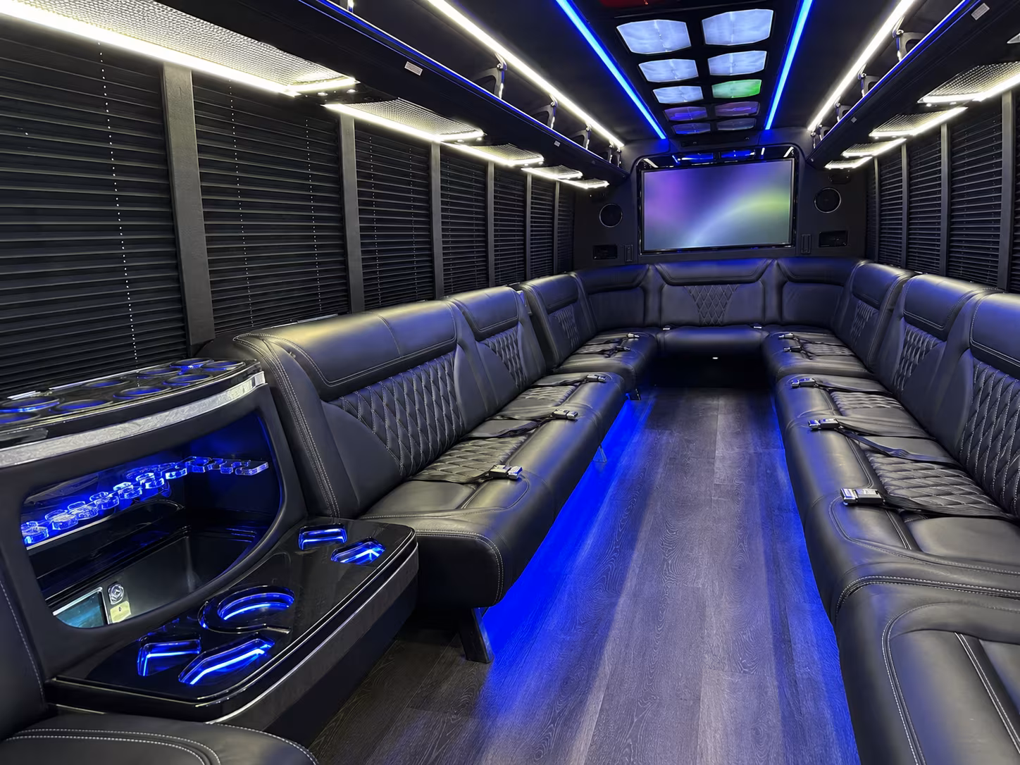 montgomery 20 passenger party bus inside