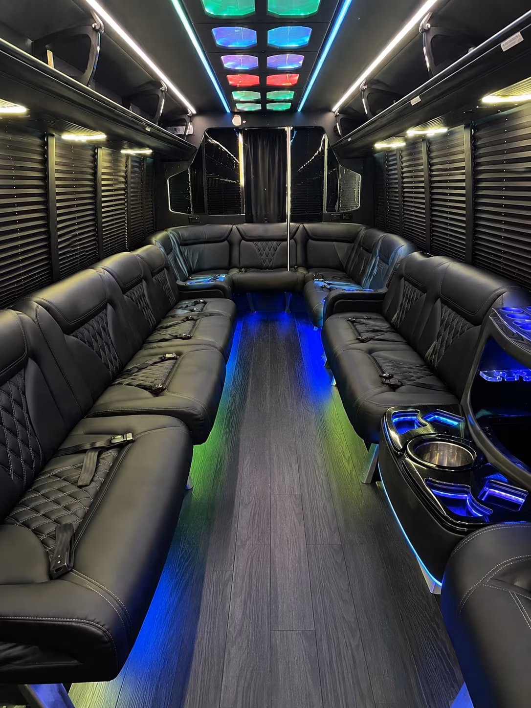 montgomery 20 passenger party bus interior