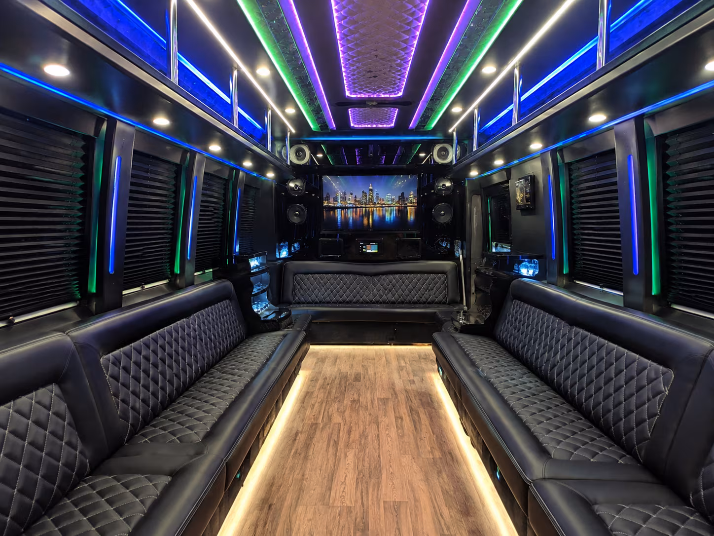 montgomery 25 passenger party bus interior